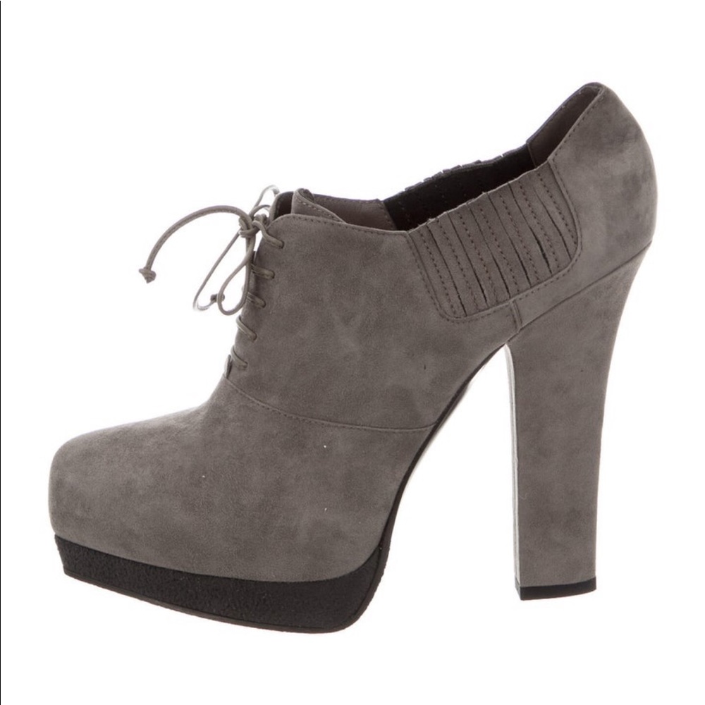 NEW! Bottega Veneta Suede Lace Up Booties Gray NWB